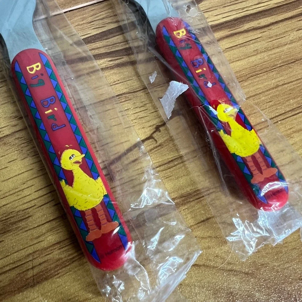 Vintage Big Bird Flatware Set‎ Red Sesame Street Fork Spoon Stainless Steel NEW